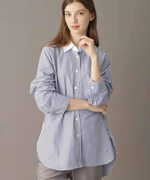 DRESSTERIOR/ドレステリア 【洗える/ストライプ柄】オーバーシルエットクレリックシャツ ブルー(391) 38(M) DRESSTERIOR/ドレステリア 【洗える/ストライプ柄】オーバーシルエットクレリックシャツ ブルー(391) 38(M)