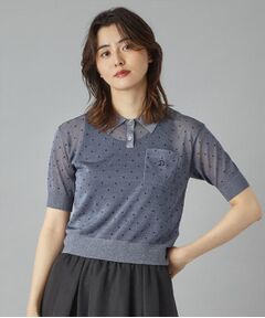 DRESSTERIOR / ドレステリア ポロシャツ | 【大人百花春号掲載 モデル美香さん着用】ドットシアーポロニット