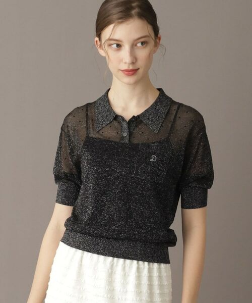 DRESSTERIOR/ドレステリア 【大人百花春号掲載 モデル美香さん着用】ドットシアーポロ ブラック(119) 36(S) DRESSTERIOR/ドレステリア 【大人百花春号掲載 モデル美香さん着用】ドットシアーポロ ブラック(119) 36(S)