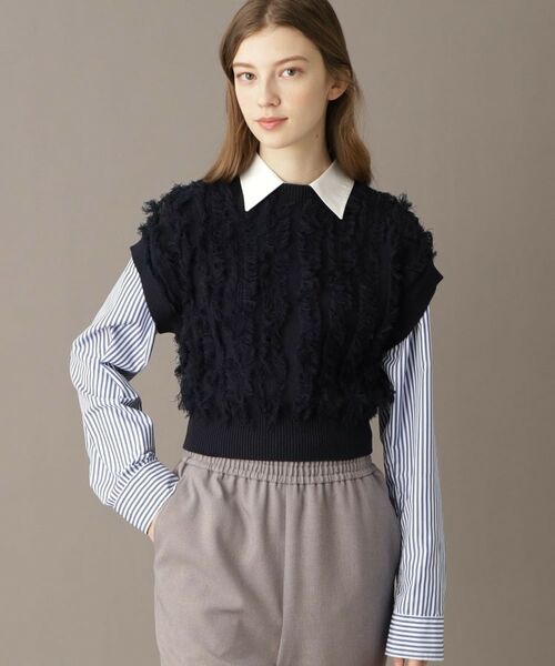 DRESSTERIOR/ドレステリア 【コットン100%/ショート丈】2WAYフリンジベスト ネイビー(094) 38(M) DRESSTERIOR/ドレステリア 【コットン100%/ショート丈】2WAYフリンジベスト ネイビー(094) 38(M)