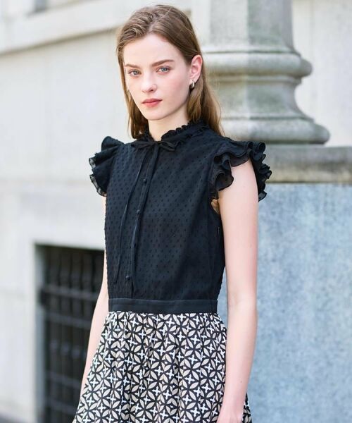 DRESSTERIOR / ドレステリア ロング・マキシ丈ワンピース | 【大人百花春号掲載 モデル美香さん着用】ドットジャカードオーバーラップコンビドレス | 詳細5