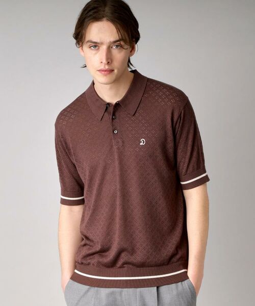 DRESSTERIOR/ドレステリア レースジャカード ニットポロ ブラウン(044) 91(M) DRESSTERIOR/ドレステリア レースジャカード ニットポロ ブラウン(044) 91(M)