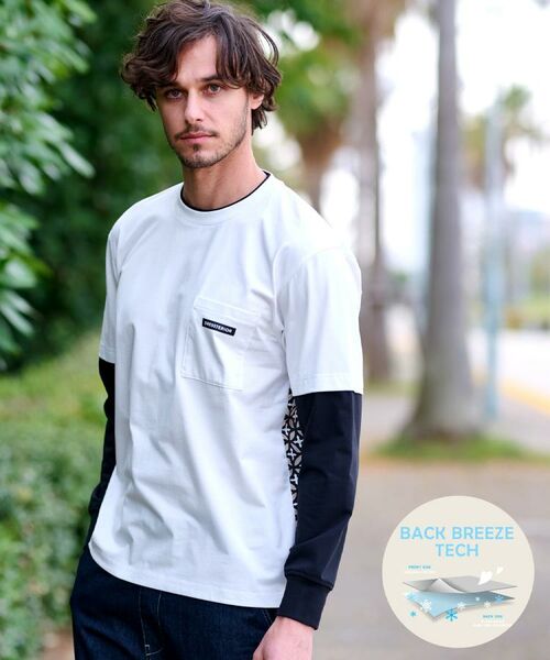 DRESSTERIOR/ドレステリア 【接触冷感/UVカット】BACK BREEZE TECH バックオーバーラップサークルレイヤードロングTシャツ ホワイト(001) 94(LL) DRESSTERIOR/ドレステリア 【接触冷感/UVカット】BACK BREEZE TECH バックオーバーラップサークルレイヤードロングTシャツ ホワイト(001) 94(LL)