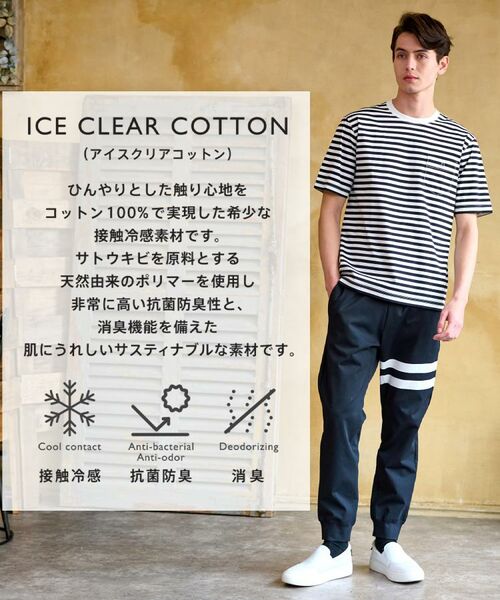 DRESSTERIOR / ドレステリア Tシャツ | 【接触冷感/抗菌防臭/消臭】ICE CLEAR COTTON ボーダーポケットTシャツ | 詳細1