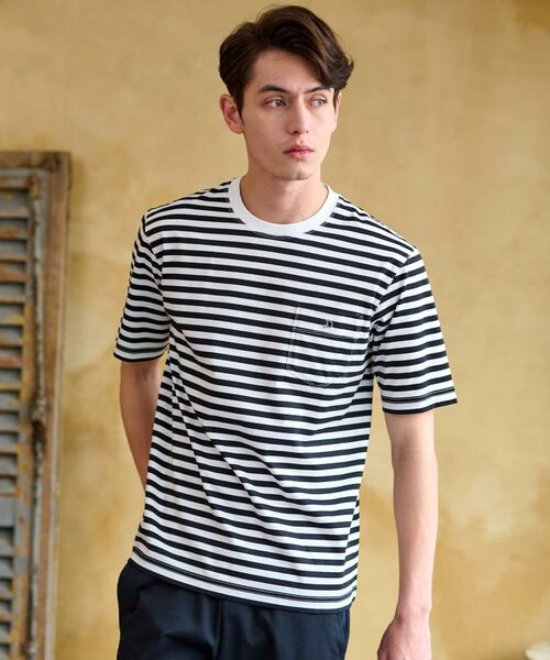 DRESSTERIOR / ドレステリア Tシャツ | 【接触冷感/抗菌防臭/消臭】ICE CLEAR COTTON ボーダーポケットTシャツ | 詳細4