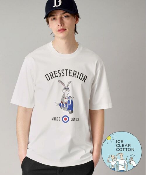 DRESSTERIOR/ドレステリア 【Safari5月号掲載/接触冷感/抗菌防臭/消臭】ICE CLEAR COTTON ロンドンラビットTシャツ ホワイト(001) 94(LL) DRESSTERIOR/ドレステリア 【Safari5月号掲載/接触冷感/抗菌防臭/消臭】ICE CLEAR COTTON ロンドンラビットTシャツ ホワイト(001) 94(LL)