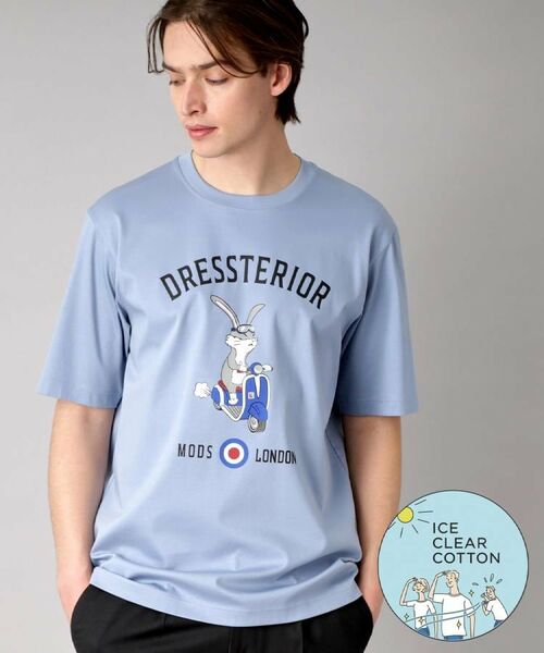 DRESSTERIOR/ドレステリア 【Safari5月号掲載/接触冷感/抗菌防臭/消臭】ICE CLEAR COTTON ロンドンラビットTシャツ ブルー(091) 91(M) DRESSTERIOR/ドレステリア 【Safari5月号掲載/接触冷感/抗菌防臭/消臭】ICE CLEAR COTTON ロンドンラビットTシャツ ブルー(091) 91(M)