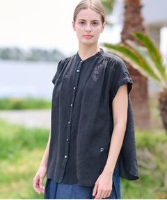 ブラウス シャツ GREY LABEL リネンシャンブレーショートスリーブシャツ レディース セール】 GREY LABEL リネンシャンブレーショートスリーブシャツ