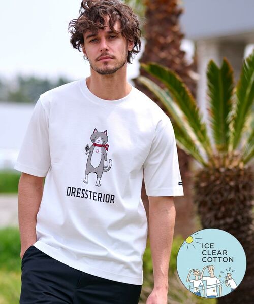 DRESSTERIOR/ドレステリア 【接触冷感／抗菌防臭／消臭】ICE CLEAR COTTON キャットTシャツ ホワイト(001) 91(M)