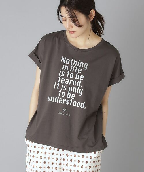 DRESSTERIOR / ドレステリア Tシャツ | 箔PTドルマンスリーブロゴTシャツ(チャコールグレー(014))
