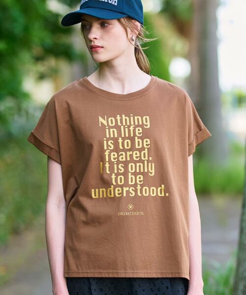 DRESSTERIOR / ドレステリア Tシャツ | 箔PTドルマンスリーブロゴTシャツ(ブラウン(043))