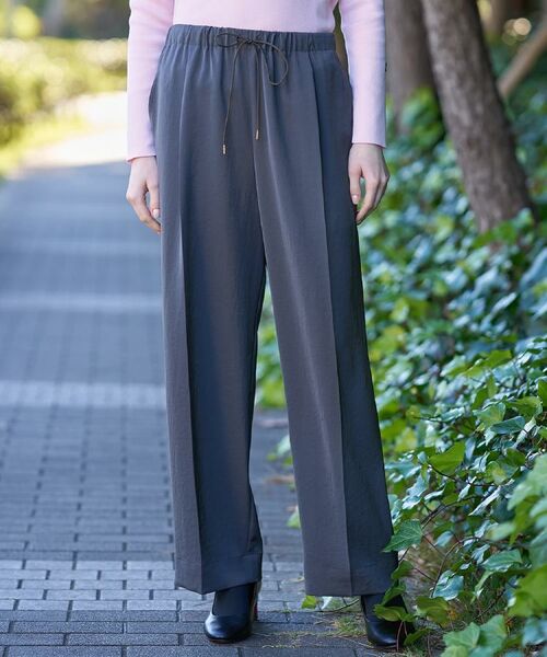 DRESSTERIOR / ドレステリア パンツ | 【洗える/ウエストゴム】サテンイージーパンツ(チャコールグレー(013))