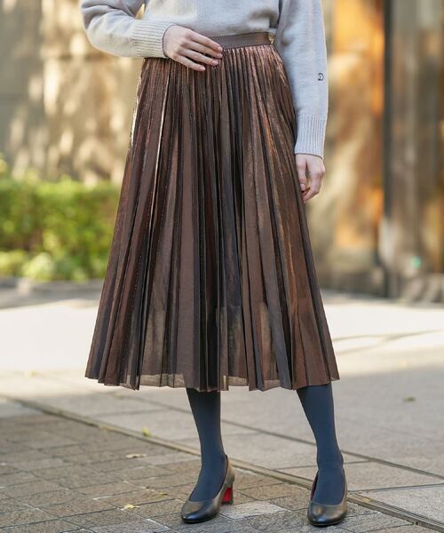 DRESSTERIOR / ドレステリア ロング・マキシ丈スカート | 【洗える/ストレッチ性/オンオフ】箔プリントプリーツスカート | 詳細1