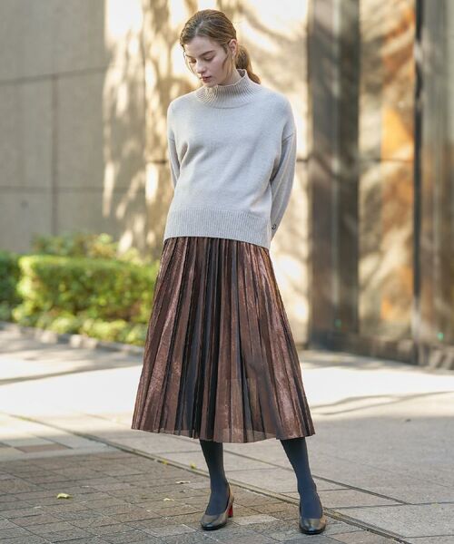 DRESSTERIOR / ドレステリア ロング・マキシ丈スカート | 【洗える/ストレッチ性/オンオフ】箔プリントプリーツスカート | 詳細4