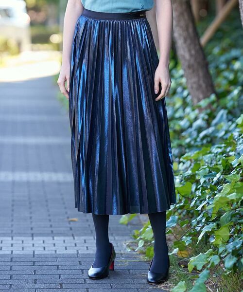 DRESSTERIOR / ドレステリア ロング・マキシ丈スカート | 【洗える/ストレッチ性/オンオフ】箔プリントプリーツスカート | 詳細5