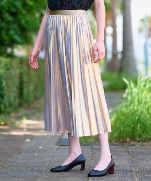 DRESSTERIOR / ドレステリア ロング・マキシ丈スカート | 【洗える/ストレッチ性/オンオフ】箔プリントプリーツスカート | 詳細8