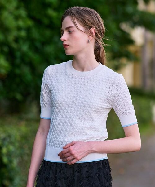 DRESSTERIOR / ドレステリア ニット・セーター | 【6色展開/オンオフ】レース編みハーフスリーブニット | 詳細4