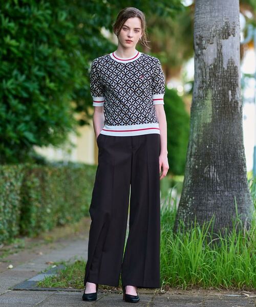 DRESSTERIOR / ドレステリア ニット・セーター | 【コットン100%/オリジナル柄】オーバーラップサークルハーフスリーブニット | 詳細1