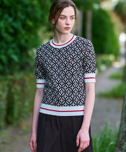 DRESSTERIOR / ドレステリア ニット・セーター | 【コットン100%/オリジナル柄】オーバーラップサークルハーフスリーブニット | 詳細5
