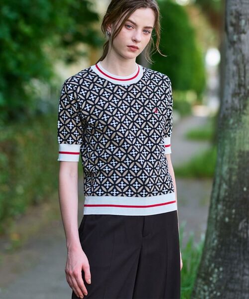 DRESSTERIOR / ドレステリア ニット・セーター | 【コットン100%/オリジナル柄】オーバーラップサークルハーフスリーブニット | 詳細6