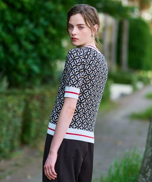 DRESSTERIOR / ドレステリア ニット・セーター | 【コットン100%/オリジナル柄】オーバーラップサークルハーフスリーブニット | 詳細7