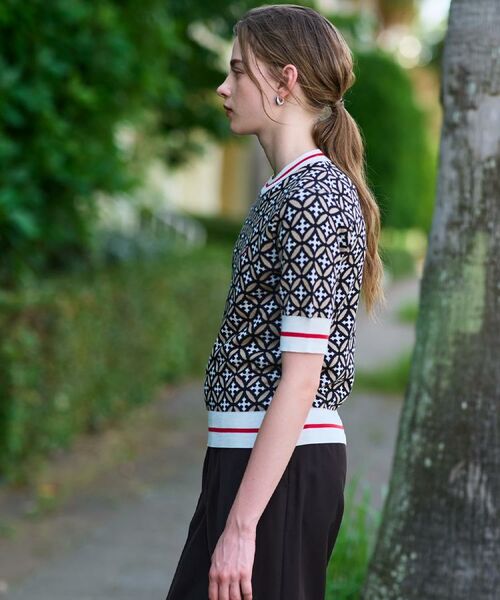 DRESSTERIOR / ドレステリア ニット・セーター | 【コットン100%/オリジナル柄】オーバーラップサークルハーフスリーブニット | 詳細8