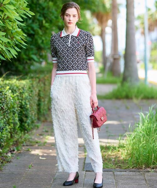 DRESSTERIOR / ドレステリア ニット・セーター | 【コットン100%/オリジナル柄】オーバーラップサークルポロニット | 詳細1