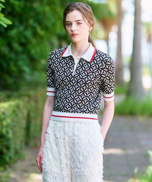 DRESSTERIOR / ドレステリア ニット・セーター | 【コットン100%/オリジナル柄】オーバーラップサークルポロニット | 詳細3