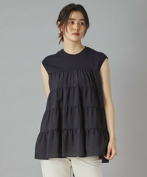 DRESSTERIOR/ドレステリア 【接触冷感/イージーケア】ティアードコンビカットソー ネイビー(094) 36(S) DRESSTERIOR/ドレステリア 【接触冷感/イージーケア】ティアードコンビカットソー ネイビー(094) 36(S)