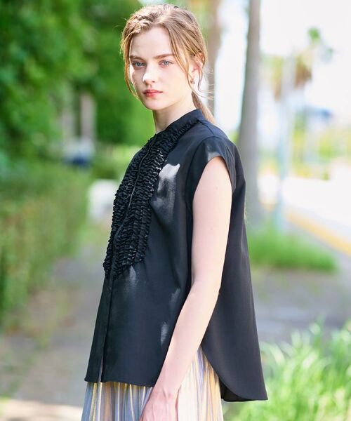 DRESSTERIOR / ドレステリア シャツ・ブラウス | 【撥水/UVカット/接触冷感】バンドカラーフレンチスリーブフリルブラウス | 詳細12