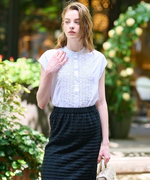 DRESSTERIOR / ドレステリア シャツ・ブラウス | 【撥水/UVカット/接触冷感】バンドカラーフレンチスリーブフリルブラウス | 詳細3