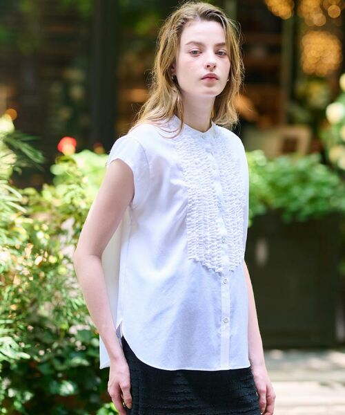 DRESSTERIOR / ドレステリア シャツ・ブラウス | 【撥水/UVカット/接触冷感】バンドカラーフレンチスリーブフリルブラウス | 詳細4