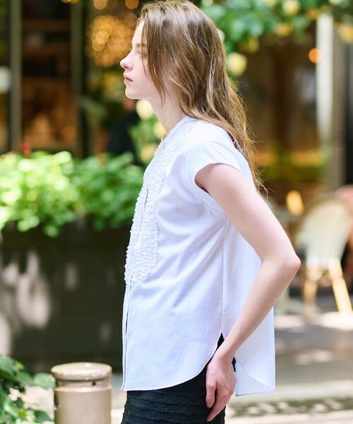 DRESSTERIOR / ドレステリア シャツ・ブラウス | 【撥水/UVカット/接触冷感】バンドカラーフレンチスリーブフリルブラウス | 詳細5