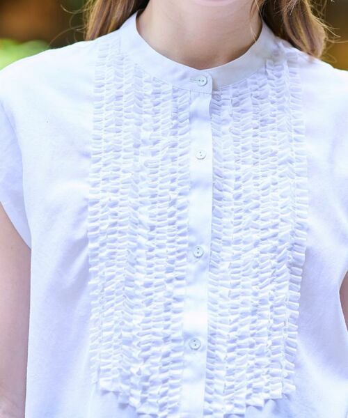 DRESSTERIOR / ドレステリア シャツ・ブラウス | 【撥水/UVカット/接触冷感】バンドカラーフレンチスリーブフリルブラウス | 詳細7