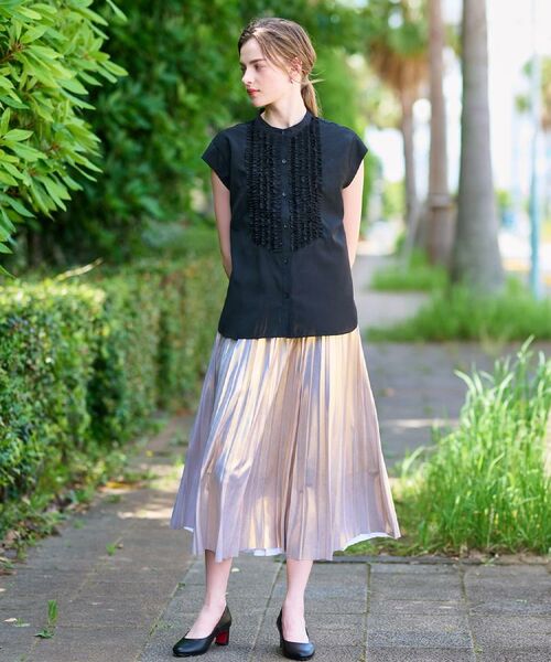 DRESSTERIOR / ドレステリア シャツ・ブラウス | 【撥水/UVカット/接触冷感】バンドカラーフレンチスリーブフリルブラウス | 詳細9