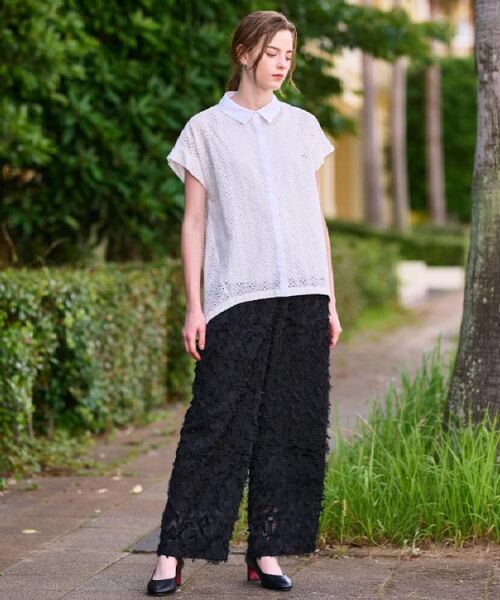 DRESSTERIOR / ドレステリア シャツ・ブラウス | 【洗える/コットン100%】イレギュラーヘムレースシャツ | 詳細1