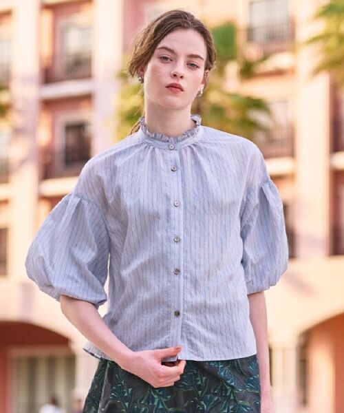 DRESSTERIOR / ドレステリア シャツ・ブラウス | 【洗える/前開き】ボリュームスリーブストライプブラウス | 詳細10
