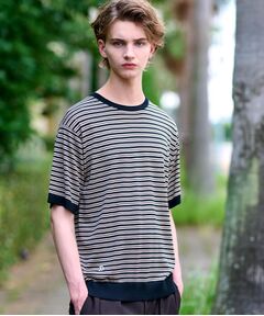 DRESSTERIOR / ドレステリア ニット・セーター | シルク混ボーダーハーフスリーブニットT