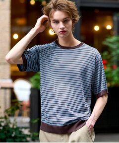 DRESSTERIOR / ドレステリア ニット・セーター | シルク混ボーダーハーフスリーブニットT