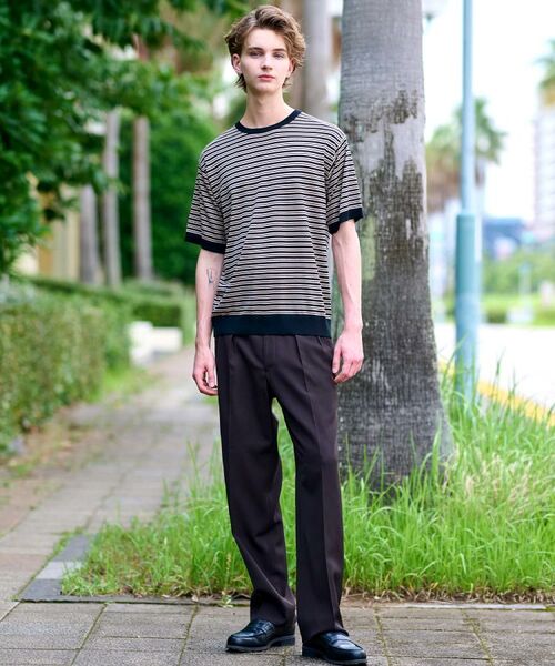 DRESSTERIOR / ドレステリア ニット・セーター | シルク混ボーダーハーフスリーブニットT | 詳細1