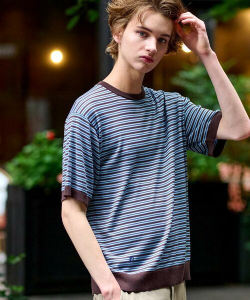 DRESSTERIOR / ドレステリア ニット・セーター | シルク混ボーダーハーフスリーブニットT | 詳細12