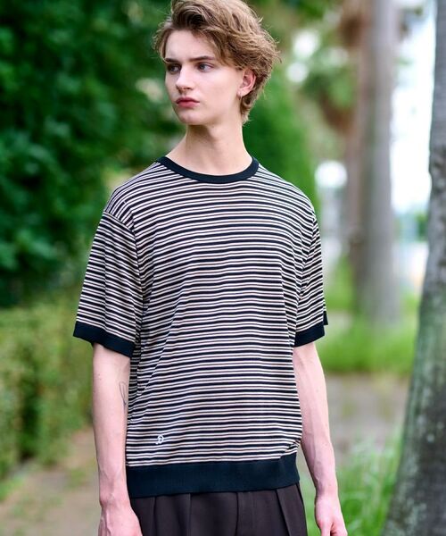 DRESSTERIOR / ドレステリア ニット・セーター | シルク混ボーダーハーフスリーブニットT | 詳細3