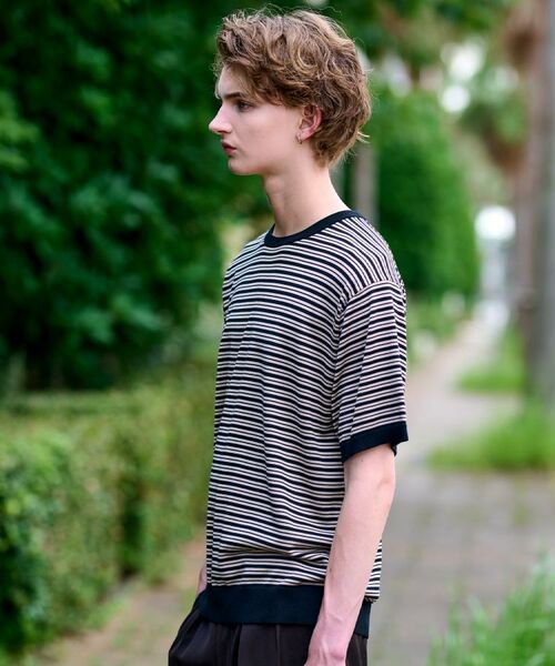 DRESSTERIOR / ドレステリア ニット・セーター | シルク混ボーダーハーフスリーブニットT | 詳細5