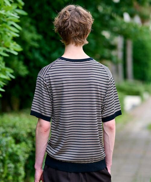 DRESSTERIOR / ドレステリア ニット・セーター | シルク混ボーダーハーフスリーブニットT | 詳細6