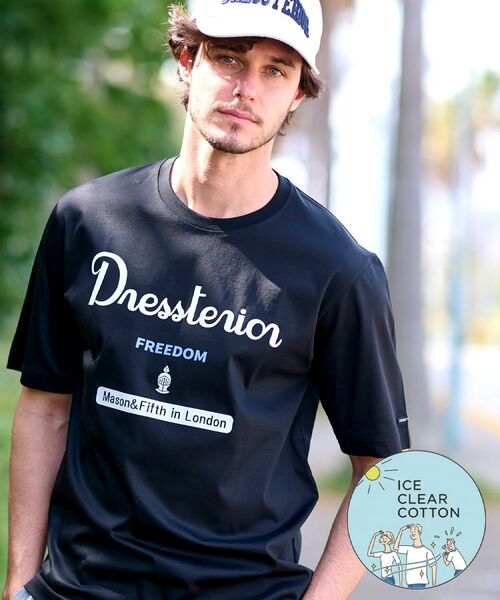 DRESSTERIOR/ドレステリア 【接触冷感/抗菌防臭/消臭】ICE CLEAR COTTON ロゴT ブラック(019) 92(L) DRESSTERIOR/ドレステリア 【接触冷感/抗菌防臭/消臭】ICE CLEAR COTTON ロゴT ブラック(019) 92(L)