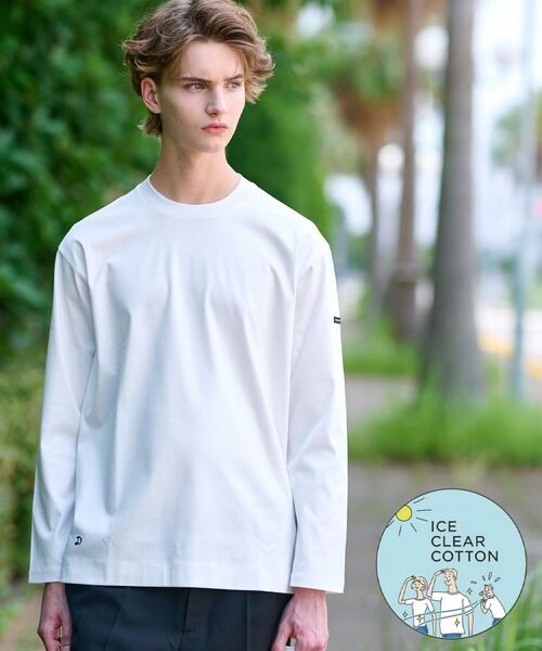 DRESSTERIOR/ドレステリア 【接触冷感/抗菌防臭/消臭】ICE CLEAR COTTON クルーネックロンT ホワイト(001) 90(S) DRESSTERIOR/ドレステリア 【接触冷感/抗菌防臭/消臭】ICE CLEAR COTTON クルーネックロンT ホワイト(001) 90(S)