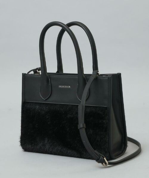 DRESSTERIOR / ドレステリア トートバッグ | 【CLASSY.12月号掲載】フェイクファーコンビリサイクルレザートートバッグ(ブラック(019))
