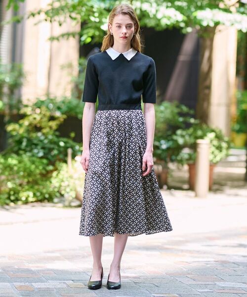 DRESSTERIOR / ドレステリア ロング・マキシ丈ワンピース | 【美人百花／モデル美香着用】オーバーラップバイカラーニットコンビワンピース | 詳細1