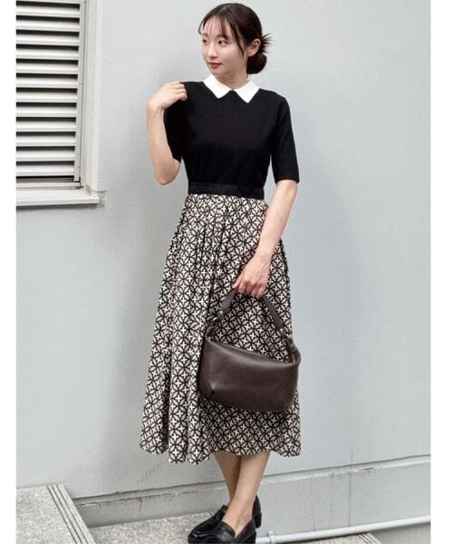 DRESSTERIOR / ドレステリア ロング・マキシ丈ワンピース | 【美人百花／モデル美香着用】オーバーラップバイカラーニットコンビワンピース | 詳細14