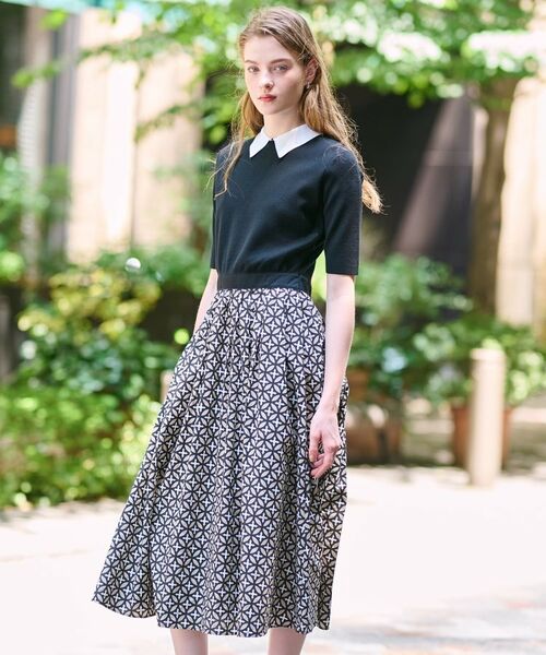 DRESSTERIOR / ドレステリア ロング・マキシ丈ワンピース | 【美人百花／モデル美香着用】オーバーラップバイカラーニットコンビワンピース | 詳細5